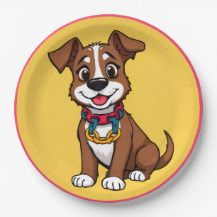 Cute Animated Dog with Collar Paper Plates