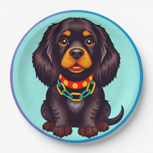 Cute Animated Dog with Collar Paper Plates