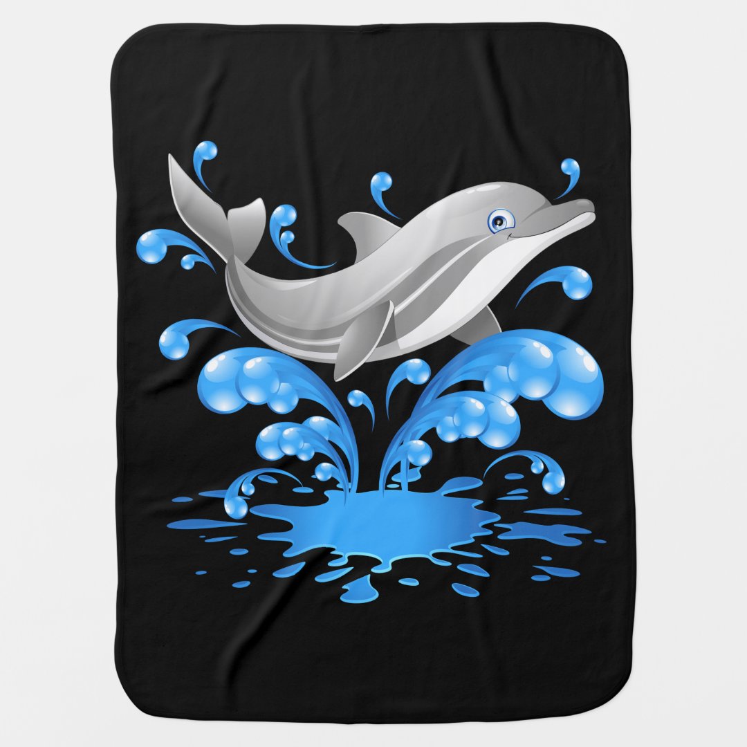 Cute animated dolphin baby blanket Zazzle