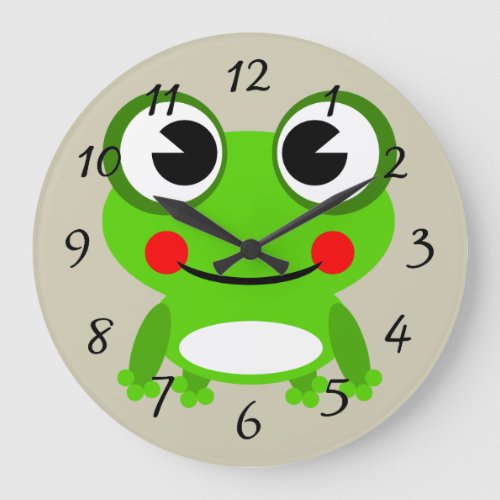 Cute animated frog large clock
