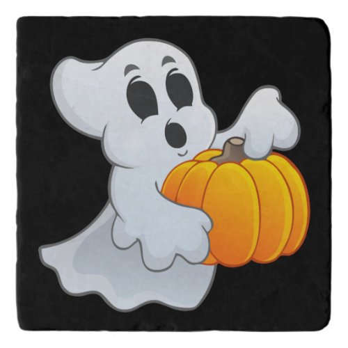 Cute animated Ghost with Pumpkin Trivet