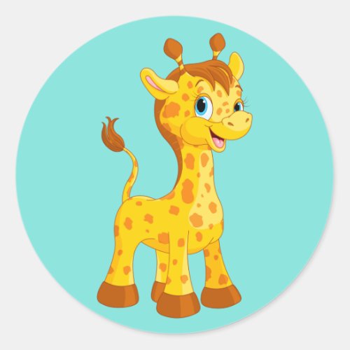 Cute animated Giraffe Classic Round Sticker