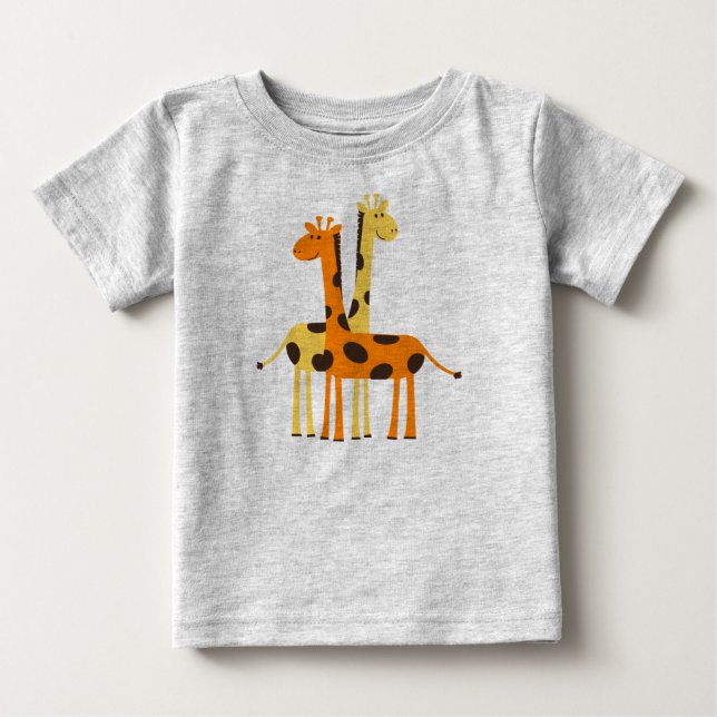 Cute Animated Giraffes Baby T-Shirt (Front)