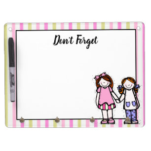 Cute Animated Girls Dry Erase Board With Keychain Holder