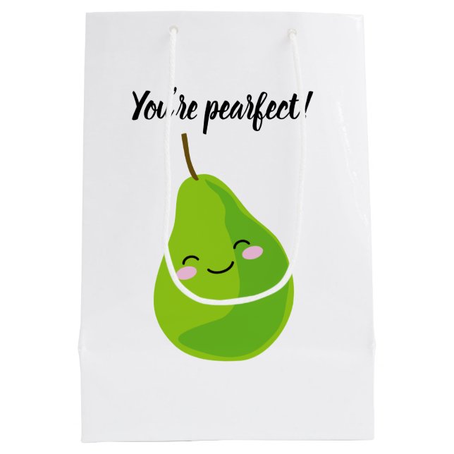 Cute animated green pear custom gift bag (Back)