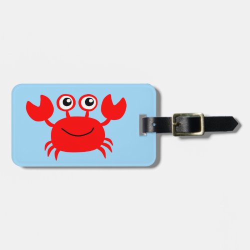 Cute animated happy crab background luggage tag