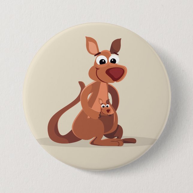 Cute Animated Kangaroo Button (Front)