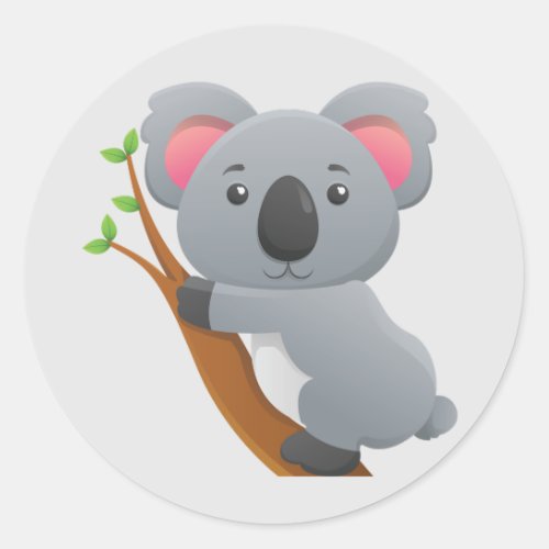 Cute Animated Koala Bear Classic Round Sticker