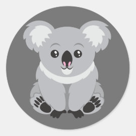 Cute Animated Koala Bear Classic Round Sticker
