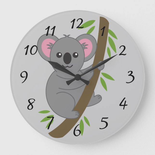 Cute Animated koala Bear Large Clock (Front)