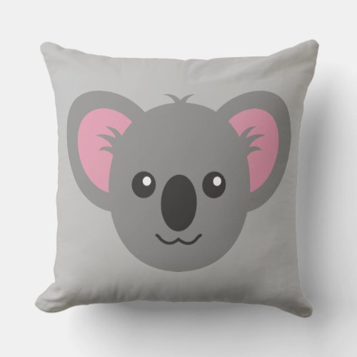 Cute Animated Koala Bear Throw Pillow