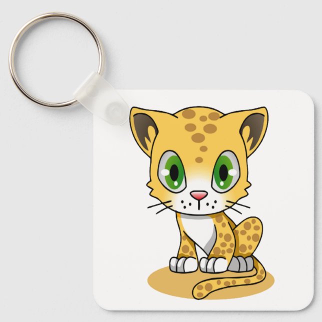 Cute Animated Leopard Keychain (Front)