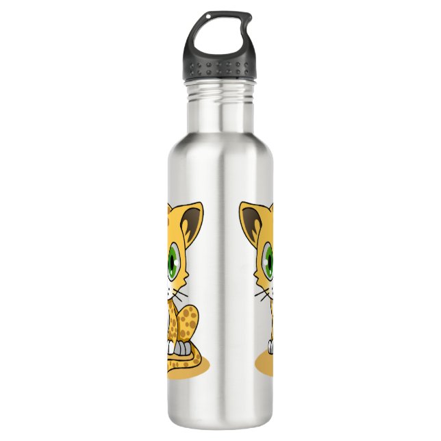 Cute Animated leopard Stainless Steel Water Bottle (Front)