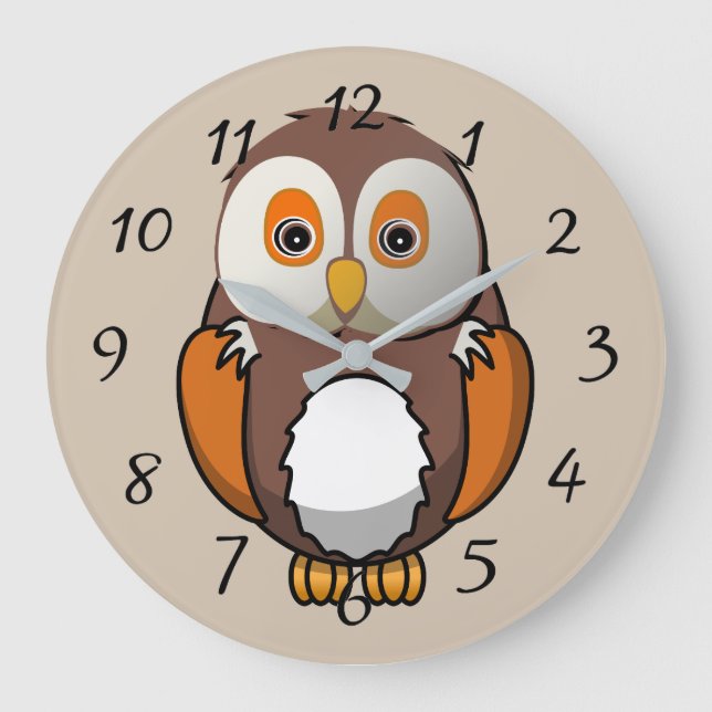 Cute animated Owl Large Clock (Front)