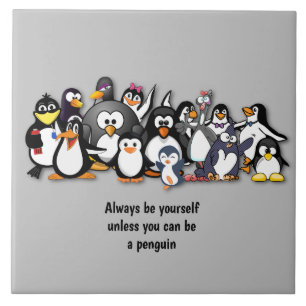 Cute animated penguins ceramic tile