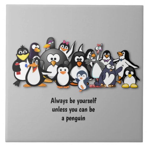 Cute animated penguins ceramic tile
