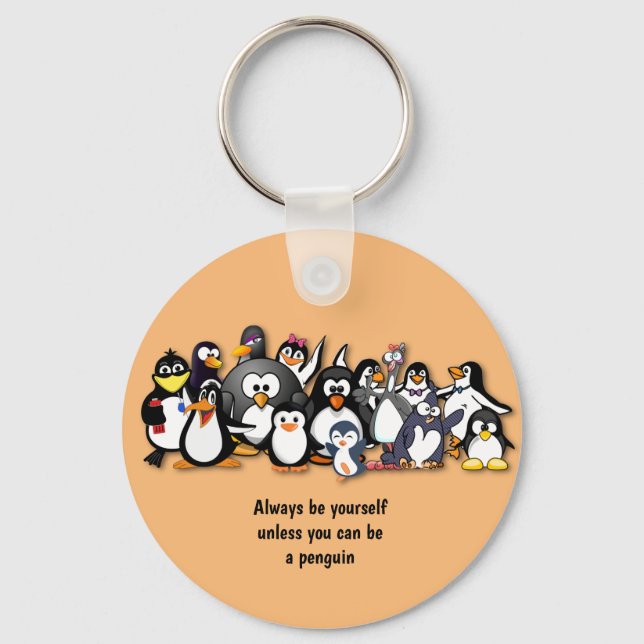 Cute animated penguins keychain (Front)