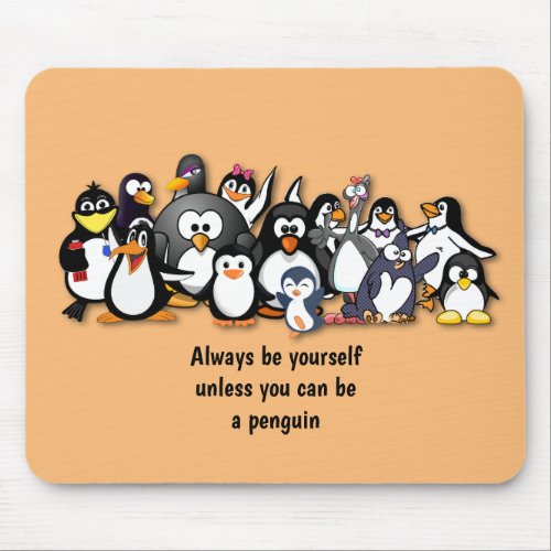 Cute animated penguins mouse pad