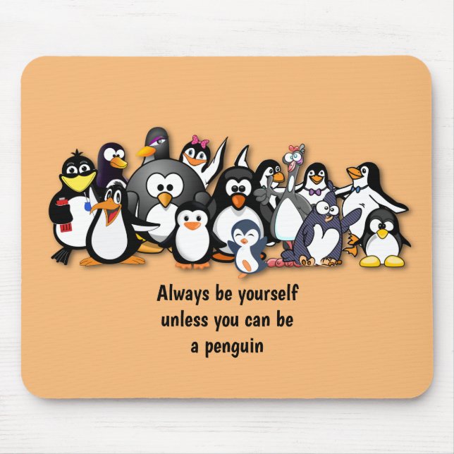 Cute animated penguins mouse pad (Front)