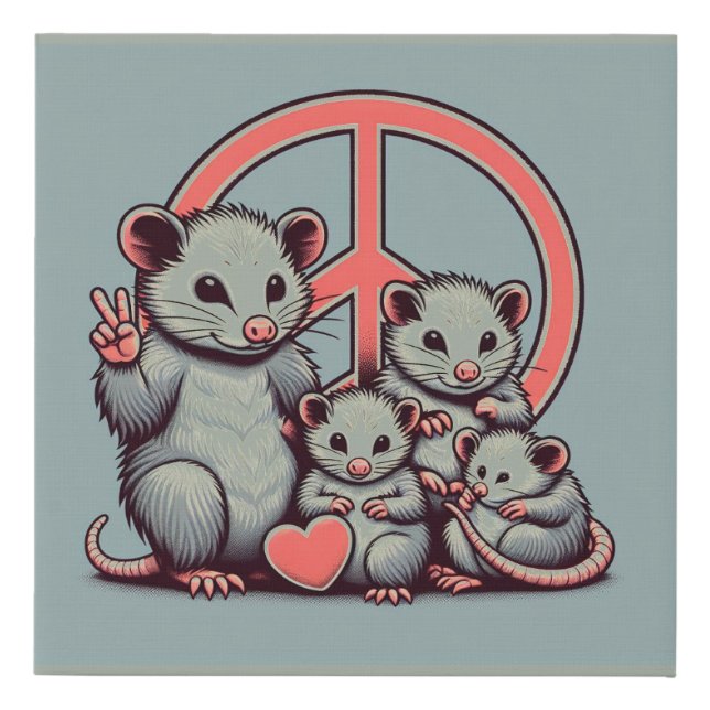 Cute Animated Possum Faux Canvas Print (Front)