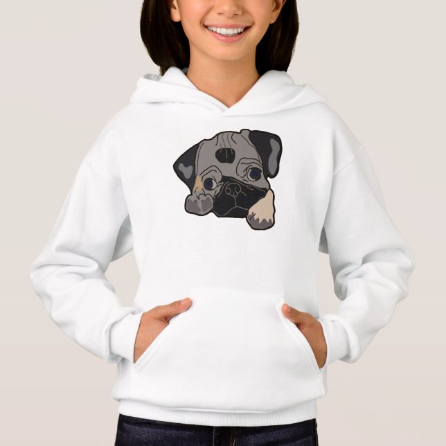 Cute animated pug hoodie (Front)