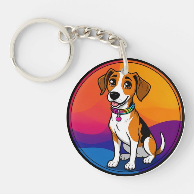 Cute Animated Puppy with Collar Keychain (Front)