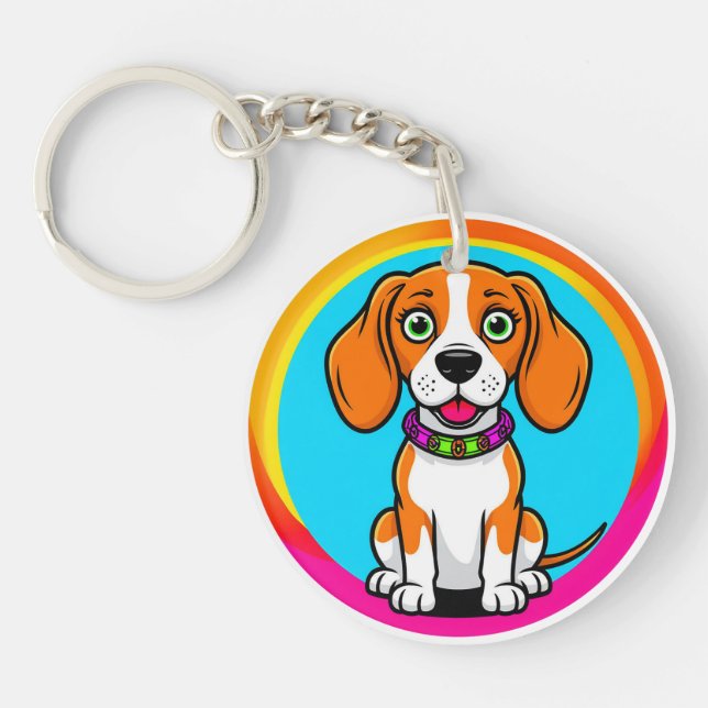 Cute Animated Puppy with Collar Keychain (Front)