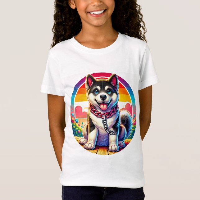 Cute Animated Puppy with Collar T-Shirt (Front)