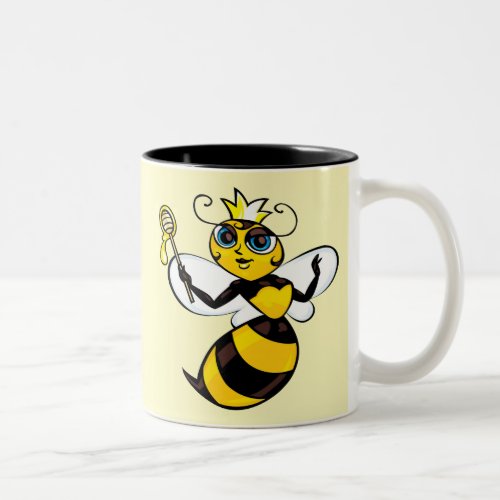 Cute animated queen bee background  Two_Tone coffe Two_Tone Coffee Mug