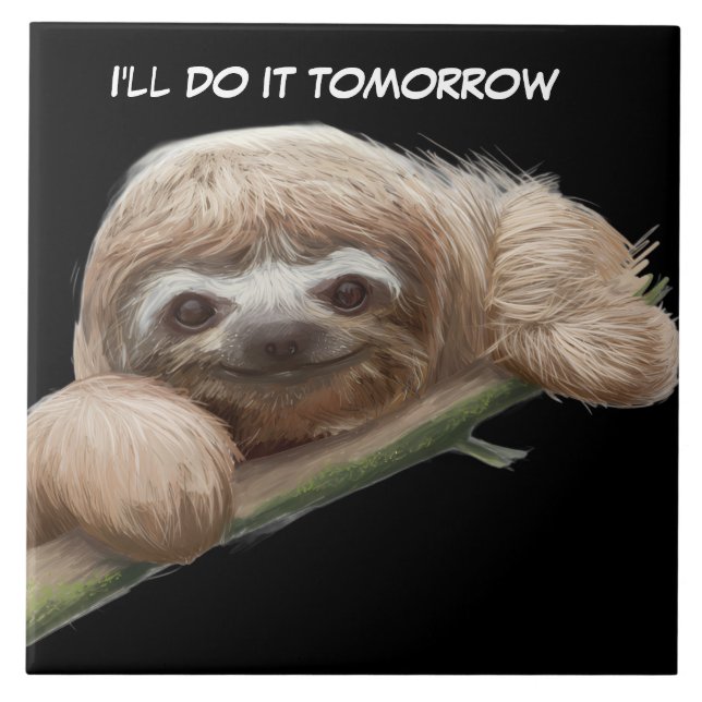Cute animated Sloth Ceramic Tile (Front)