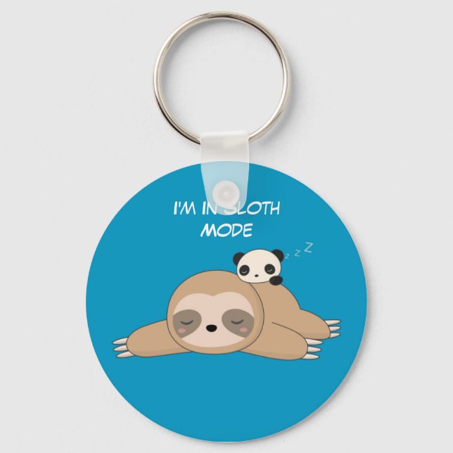 Cute animated sloth with panda bear keychain (Front)