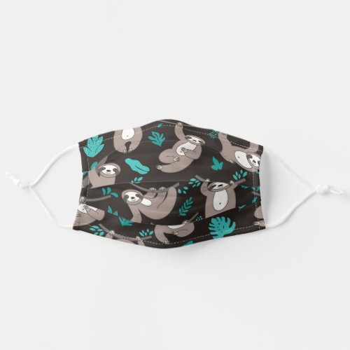 Cute animated sloths adult cloth face mask