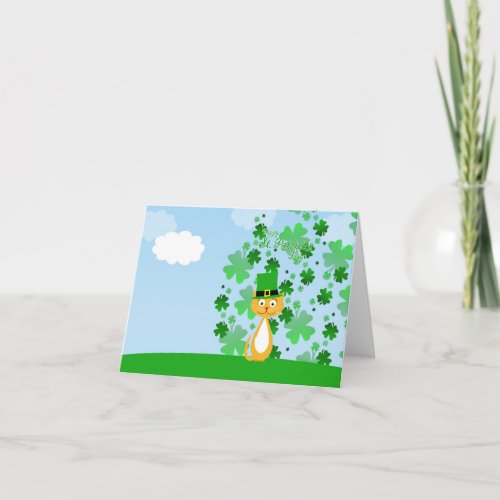 Cute animated St Patricks Day Cat Card