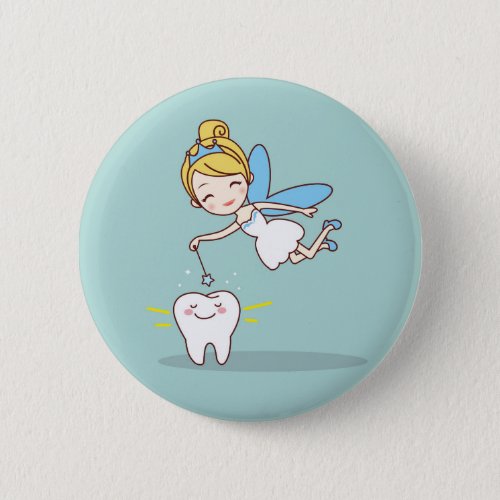 Cute animated tooth Fairy Button