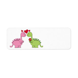 Cute animated Valentine's Day Dinosaurs Label