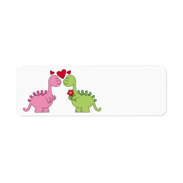 Cute animated Valentine's Day Dinosaurs Label (Front)