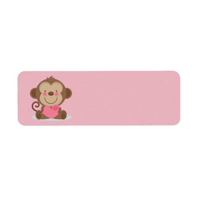 Cute Animated Valentine's Day Monkey Label (Front)