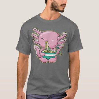 Cute Anime Axolotl Feeds Noodle Ramen Soup T-Shirt