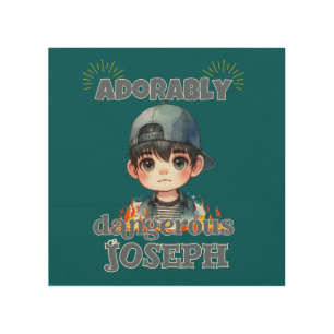 Cute Anime Boy Adorably Dangerous Wood Wall Art