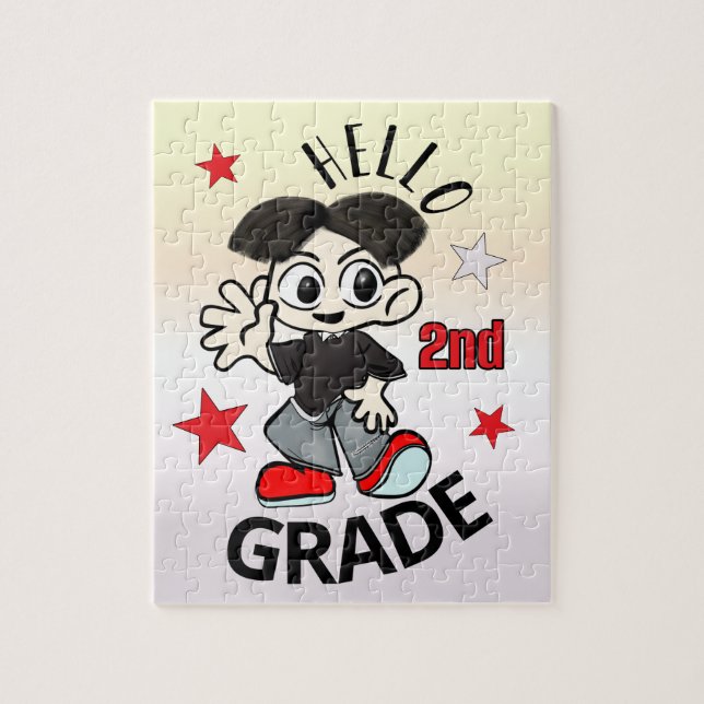 Cute Anime Boy Hello 2nd Grade Jigsaw Puzzle (Vertical)