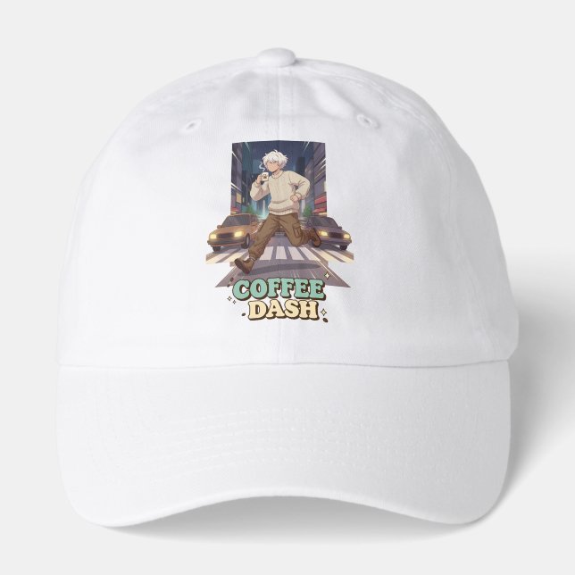 Cute Anime Boy Running in the City with Coffee Hat (Front)
