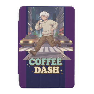 Cute Anime Boy Running in the City with Coffee iPad Mini Cover