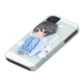 Cute anime boy with lollipop and kawaii bunny Case-Mate iPhone case (Bottom)