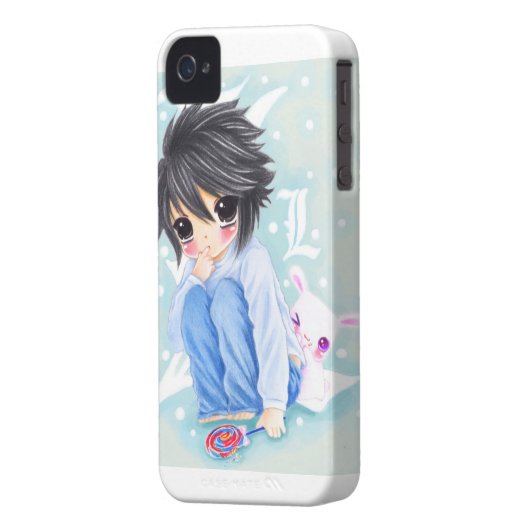 Cute anime boy with lollipop and kawaii bunny Case-Mate iPhone case (Back Left)