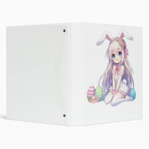 cute, anime bunny Easter 3 Ring Binder