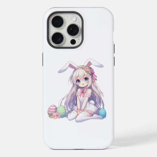 cute, anime bunny Easter Iphone Case (Back)