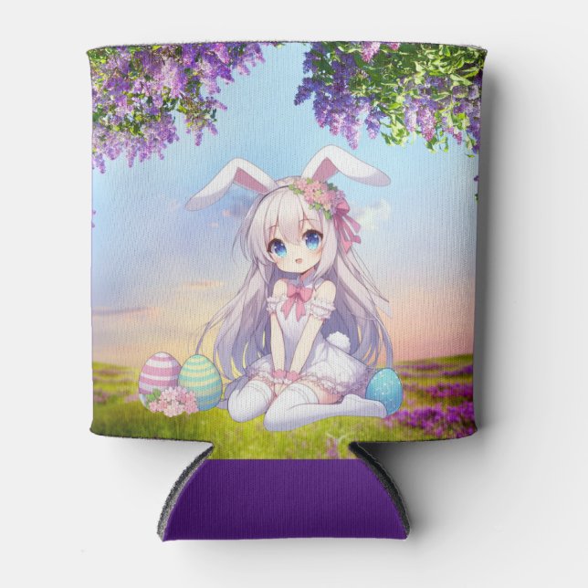 cute, anime bunny spring/Easter Can Cooler (Front)
