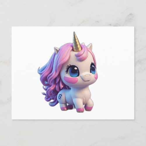 Cute Anime Cartoon Unicorn Postcard