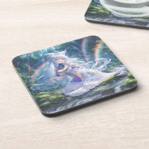 Cute Anime Cat Girl Coasters Adorable Kawaii