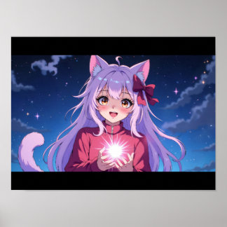 Cute Anime Cat Girl Poster